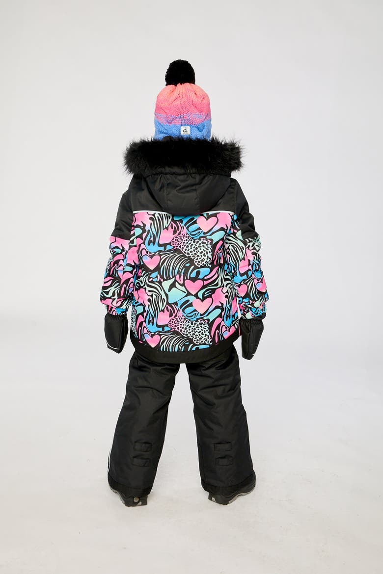 Play Zebra Jacket & Reinforced Pants Two Piece Snowsuit, Alternate, color, Black Zebra Print