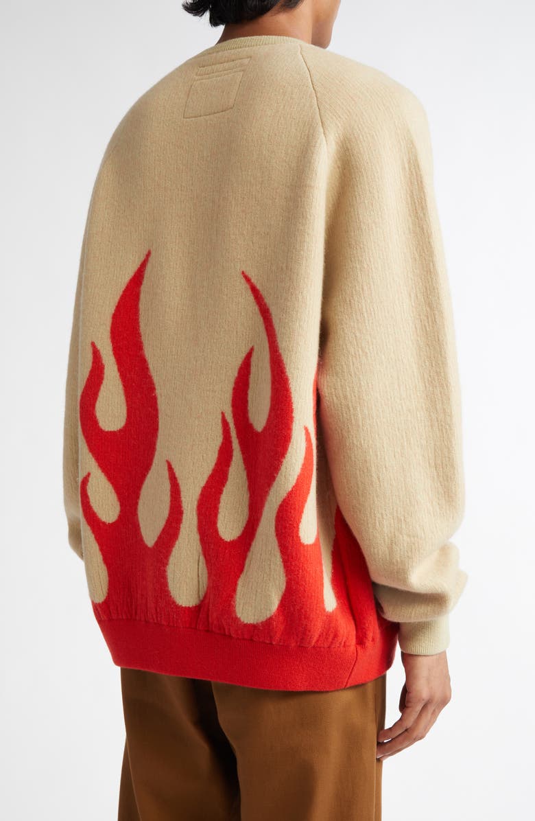 FRENCKENBERGER x Sylvie Fleury Flames Jacquard Cashmere Bomber Cardigan, Alternate, color, 