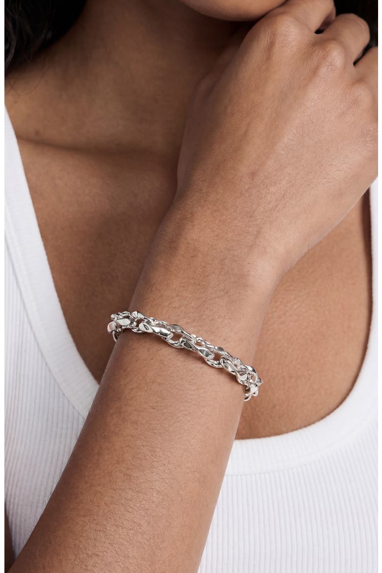 Sculpted Links Bracelet, Alternate, color, SILVER