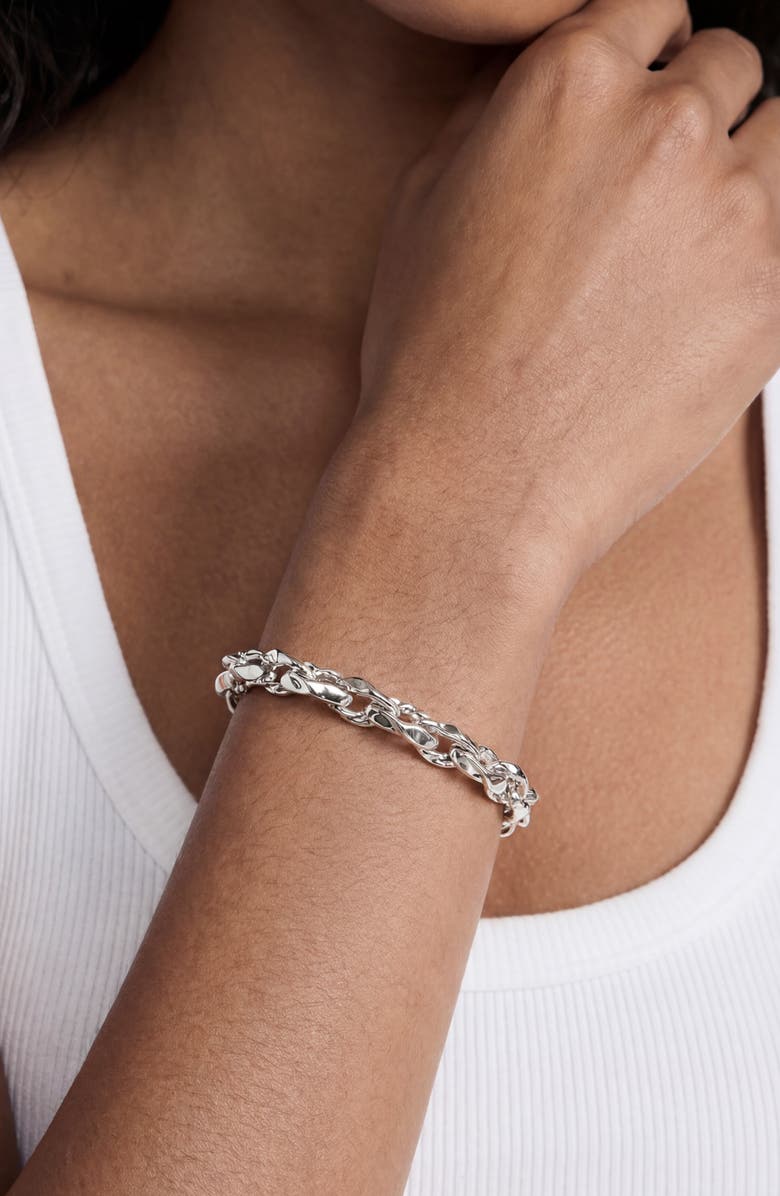 Ettika Sculpted Links Bracelet, Alternate, color, Silver