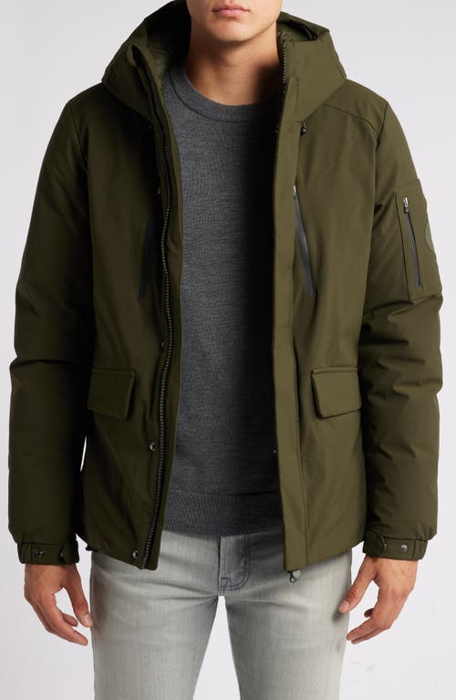 Save The Duck Hiram Water Repellent Hooded Coat in Land Green 