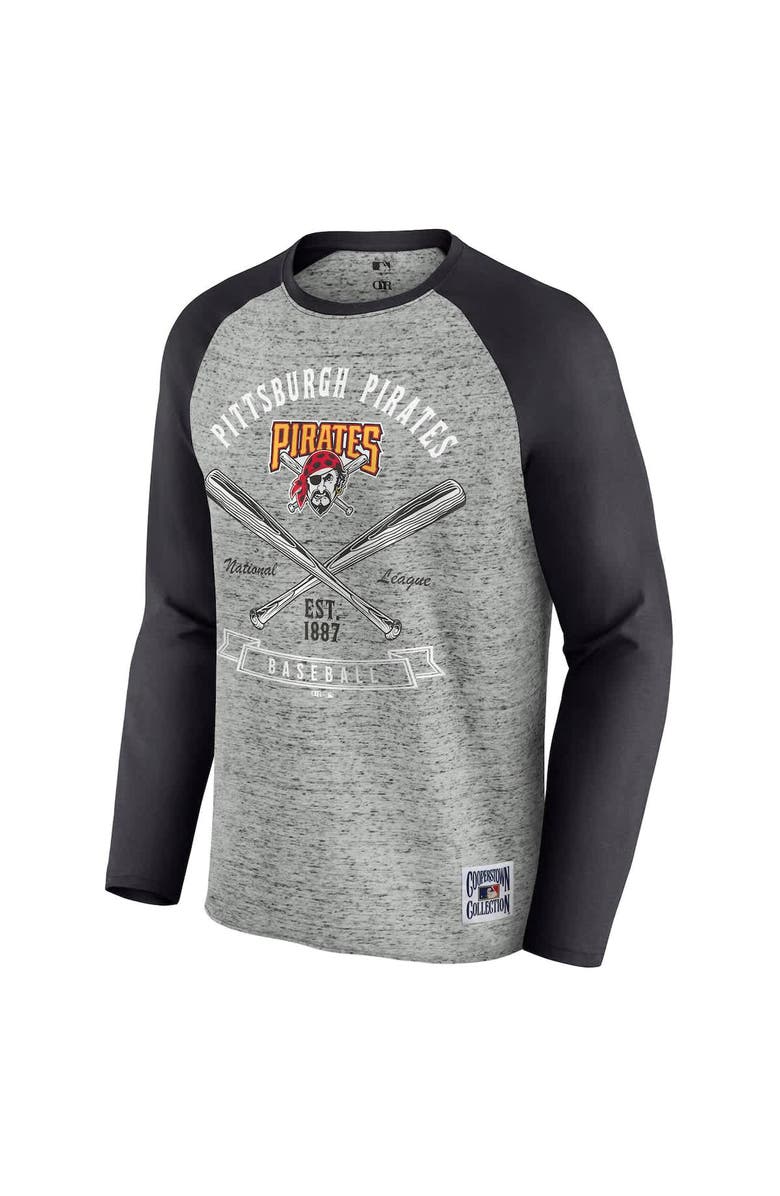 Darius Rucker Collection by Fanatics Men's Darius Rucker Collection by Fanatics Heather Gray Pittsburgh Pirates Raw Edge Raglan Long Sleeve Baseball T-Shirt, Alternate, color, Heather Gray