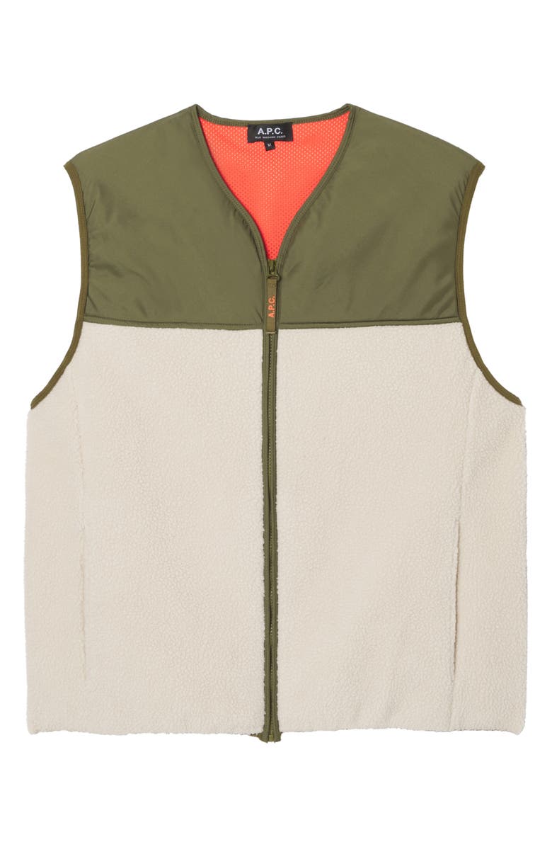 A.P.C. Marty Colorblock Fleece Vest, Alternate, color, Aac Off White