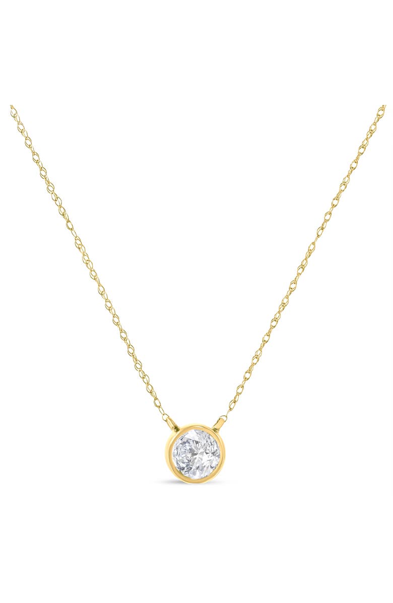 Haus of Brilliance 14K Yellow Gold Silver 1/3 Cttw Round Cut Diamond Bezel 18" Pendant Necklace, Alternate, color, Yellow