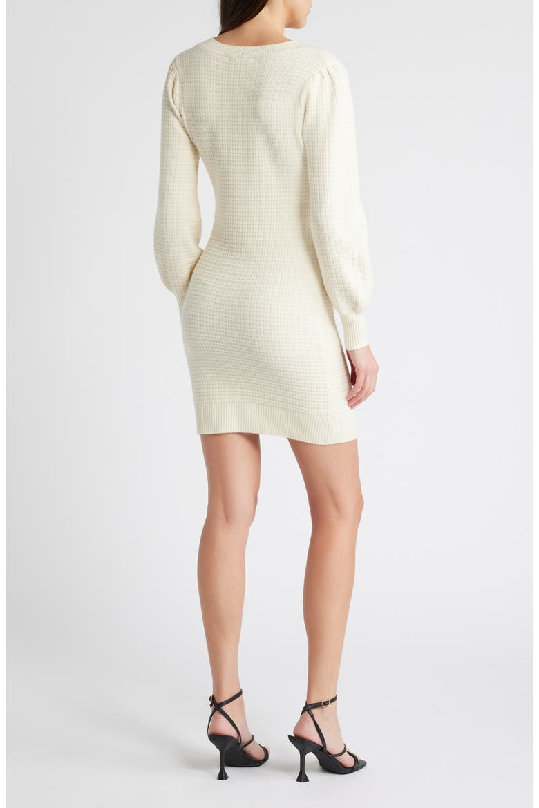 Bow Long Sleeve Sweater Dress, Alternate, color, CREAM