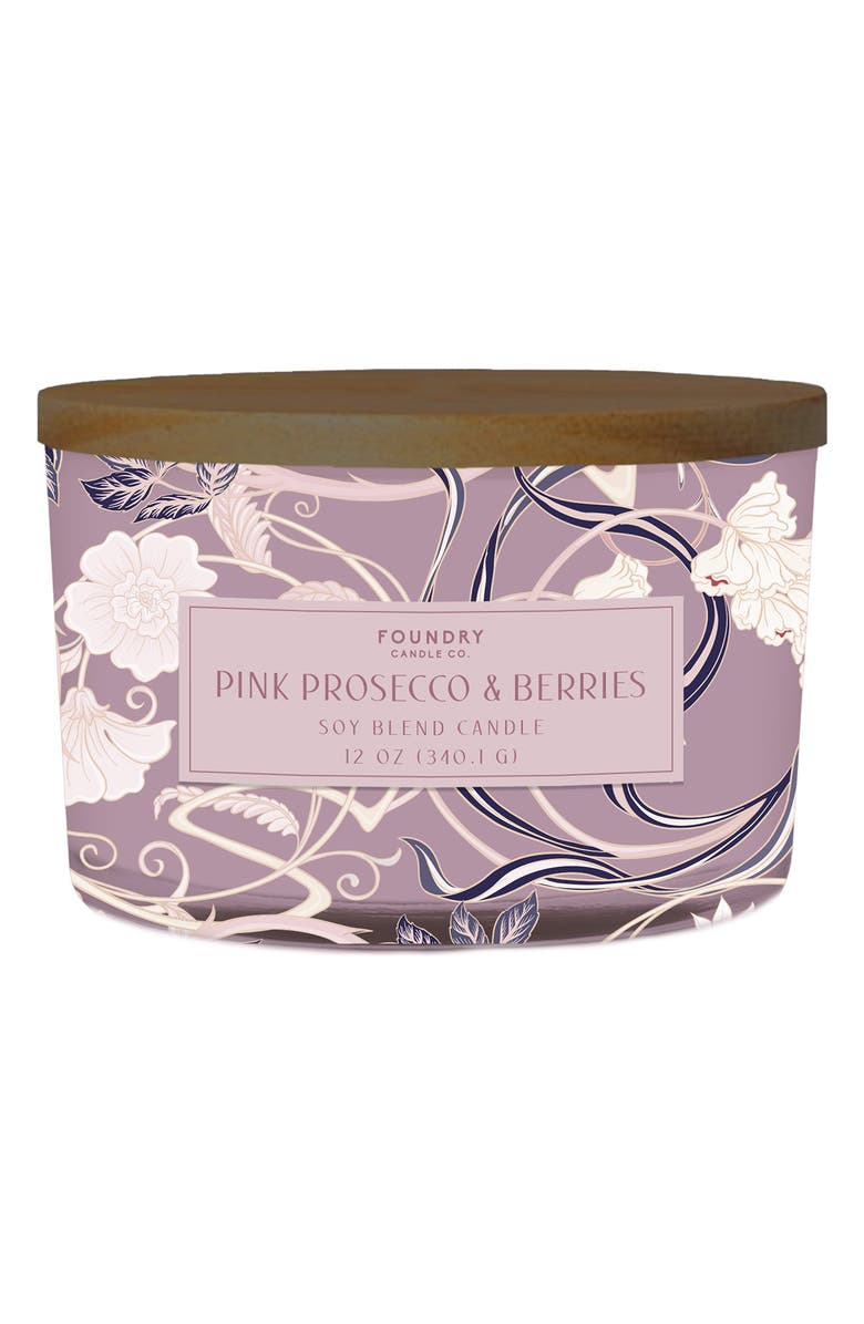 Foundry Candle Co. Scented Floral Wrap Candle, Main, color, Pink Prosecco + Berries