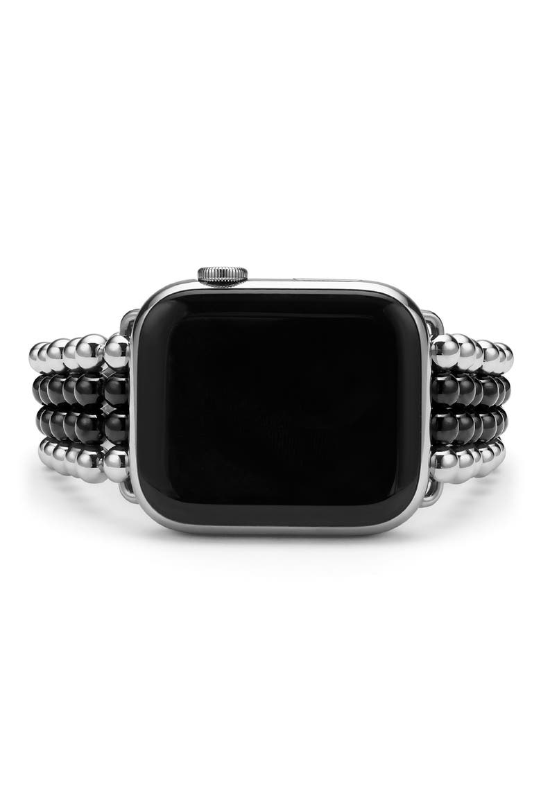 Smart Caviar Infinite Black Ceramic Apple Watch® Watchband, Alternate, color, BLACK/ SILVER