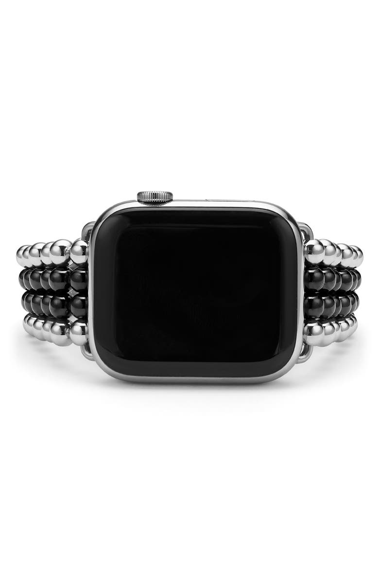 LAGOS Smart Caviar Infinite Black Ceramic Apple Watch<sup>®</sup> Watchband, Alternate, color, Black/ Silver