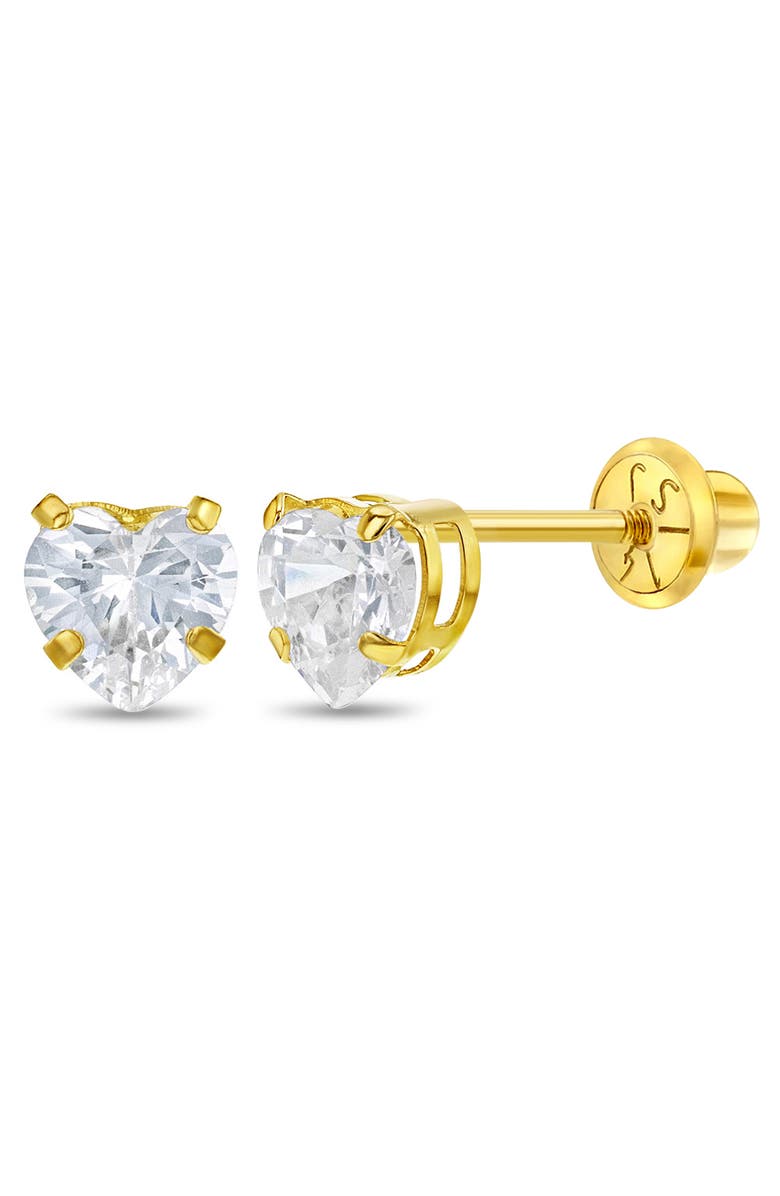 In Season Jewelry 14k Classic Heart Cubic Zirconia Solitaire, Main, color, Gold