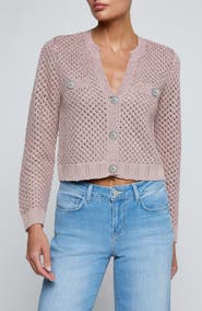 L'AGENCE Blanca Sequin Crop Cardigan