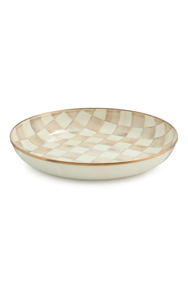 Mocha Check Enameled Steel Abundant Bowl, Main, color, BEIGE/WHITE