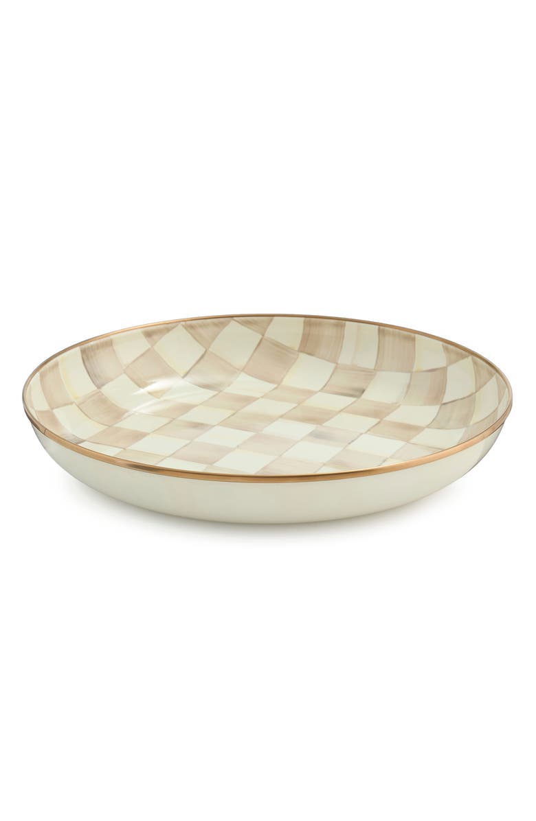 MACKENZIE CHILDS Mocha Check Enameled Steel Abundant Bowl, Main, color, Beige/White