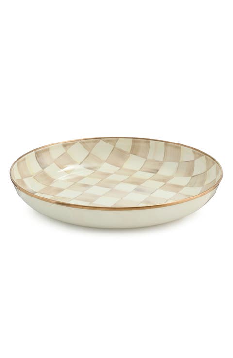 Mocha Check Enameled Steel Abundant Bowl