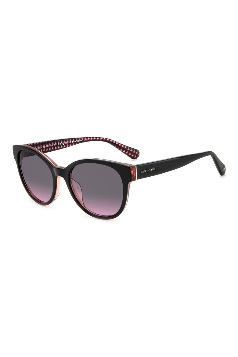 nathalie 55mm gradient round sunglasses, Alternate, color, BLACK