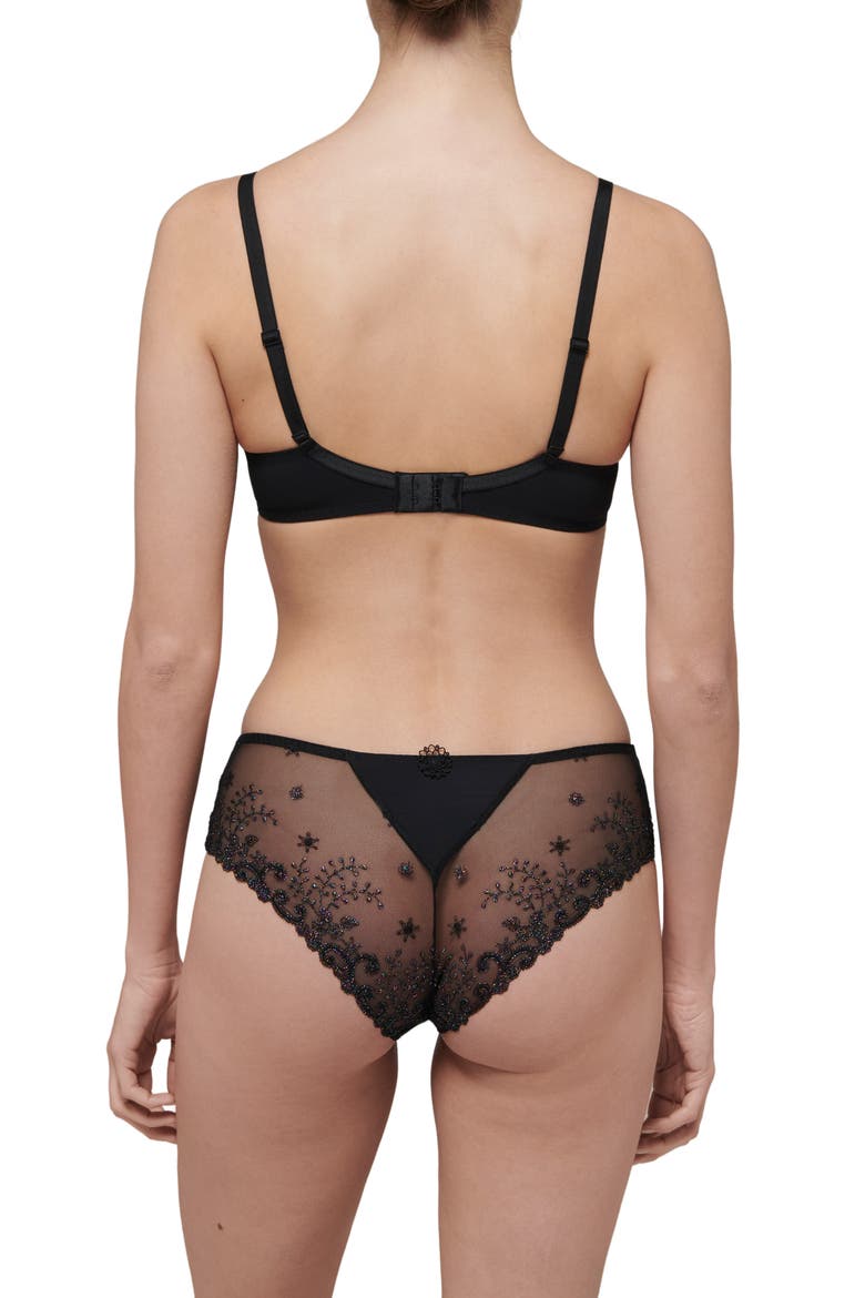 Delice Sheer Underwire Plunge Bra, Alternate, color, GEM BLACK