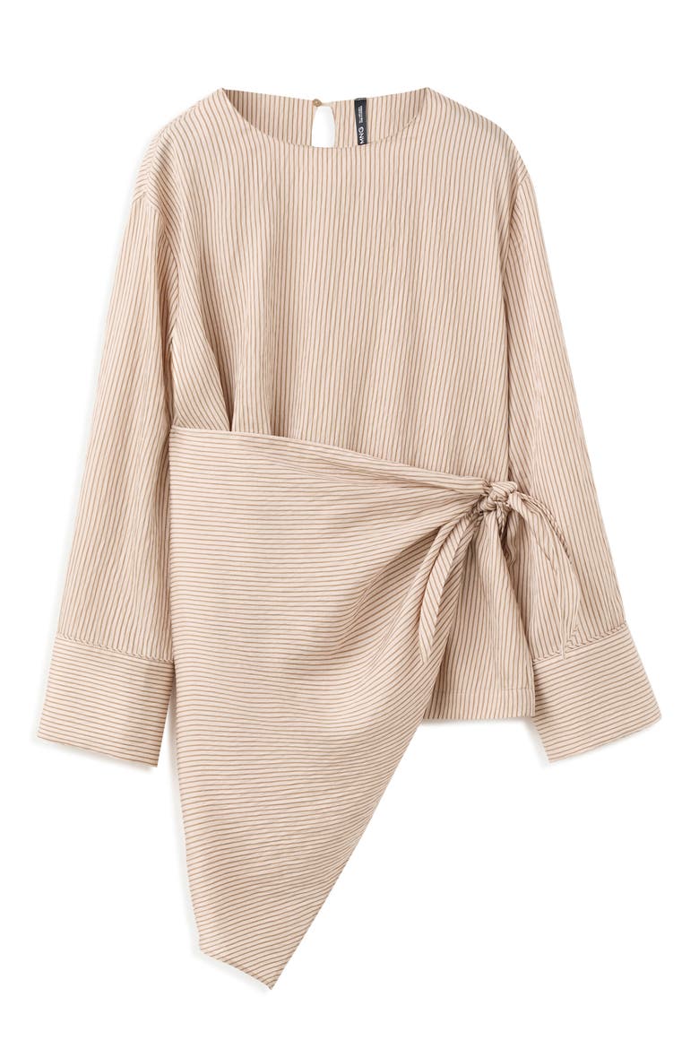 Stripe Knot Detail Asymmetric Top, Main, color, BROWN