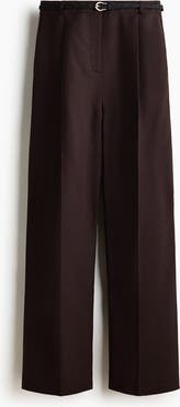 H&M Belted Linen-blend Trousers