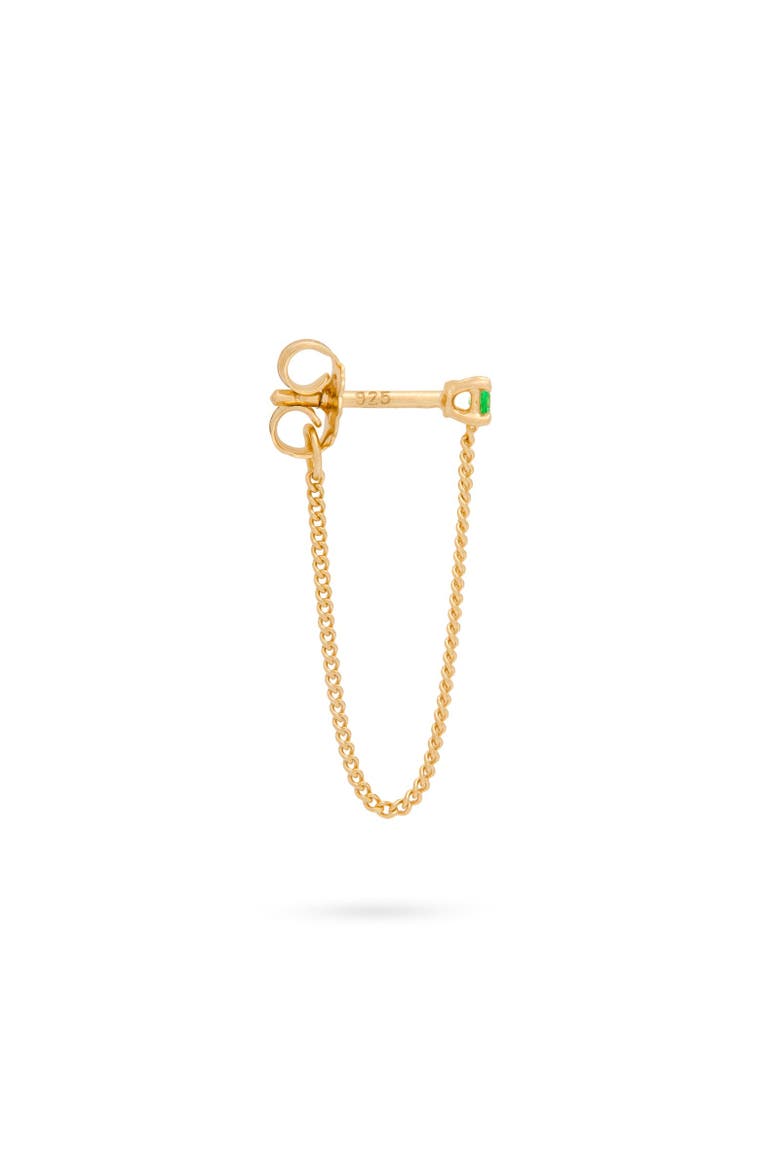 Connection Chain Stud Earrings Natural Gemstones. Handmade in Italy, Alternate, color, Emerald