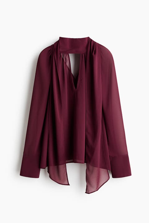 Blouse With Scarf Collar