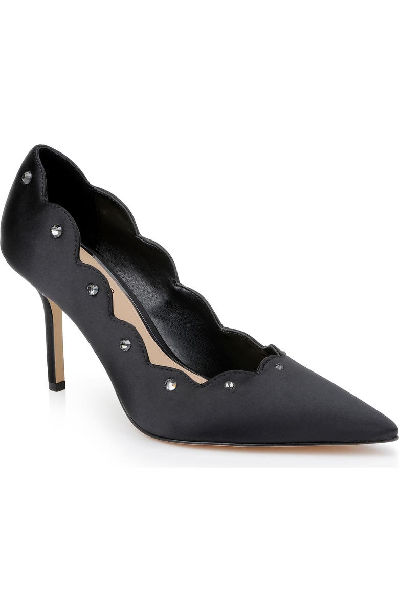 Jewel Badgley Mischka Eleni Pointed Toe Pump, Main, color, Black Satin