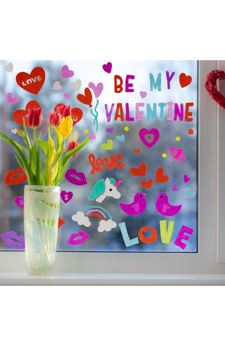 Northlight Set of 5 Double Sided Valentine's Day Gel Window Clings, Alternate, color, Red