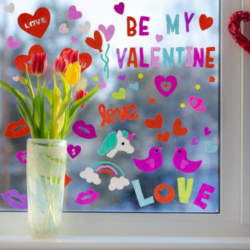 Northlight Set Of 5 Double Sided Valentine's Day Gel Window Clings In Red