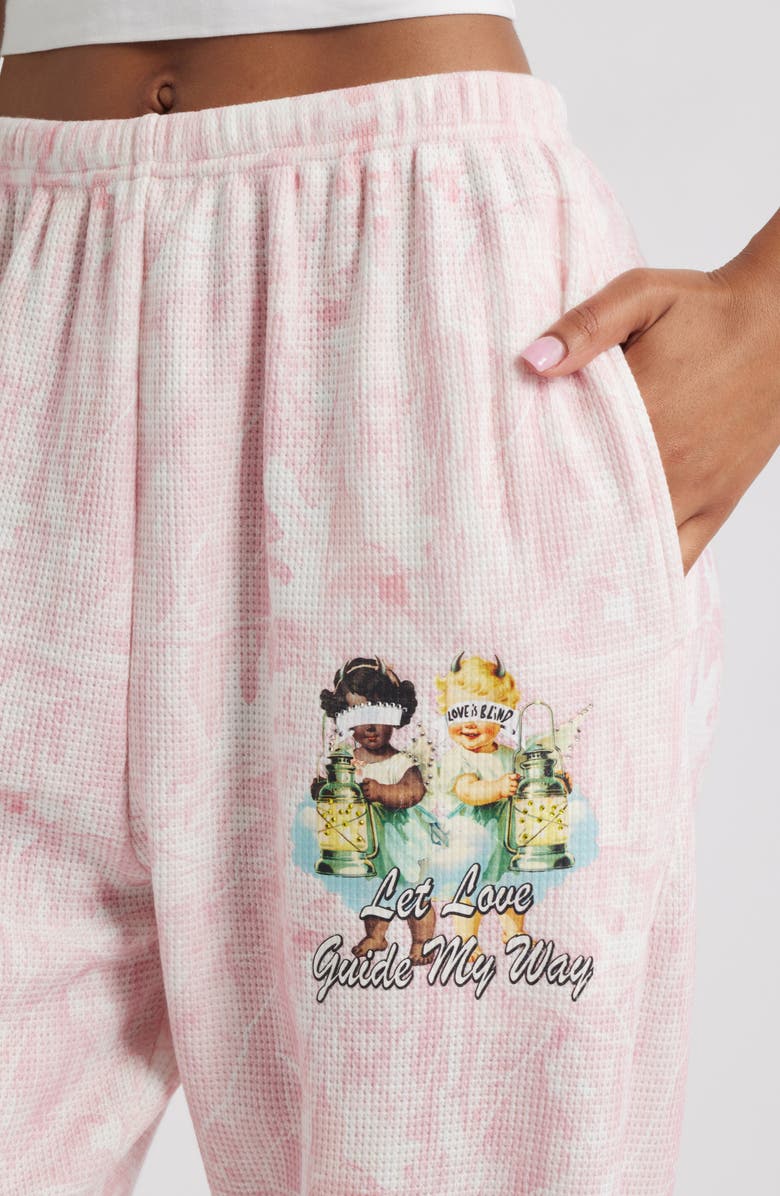 BOYS LIE Let Love Guide My Way Kimmy Waffle Knit Sweatpants, Alternate, color, Pink