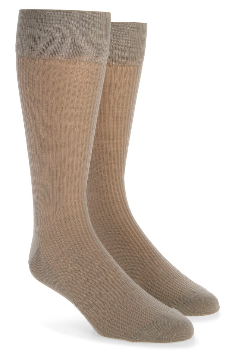 Wool Blend Ribbed Dress Socks, Main, color, OPEN BROWN
