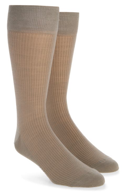 Wool Blend Ribbed Dress Socks