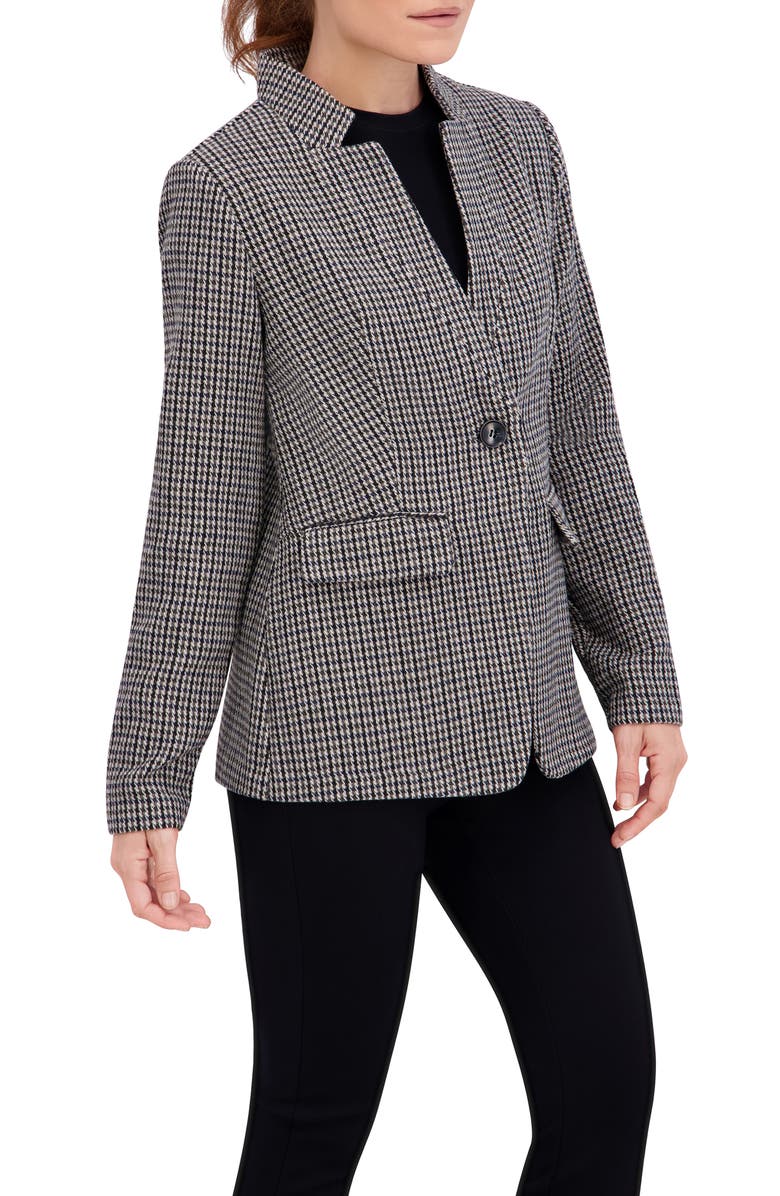 Ookie & Lala Houndstooth Inverted Notch Lapel Blazer, Alternate, color, Camel/ Olive/ Black
