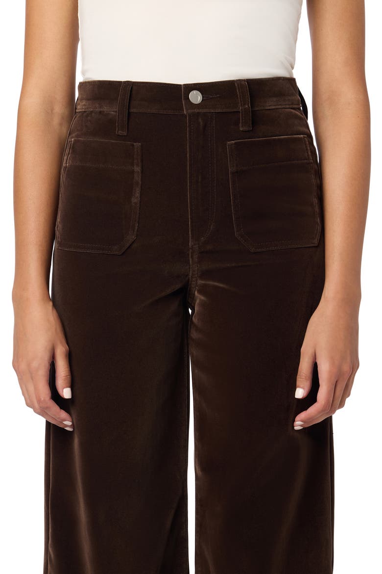 High Waist Patch Pocket Wide Leg Velveteen Pants, Alternate, color, DARK CHOCOLATE