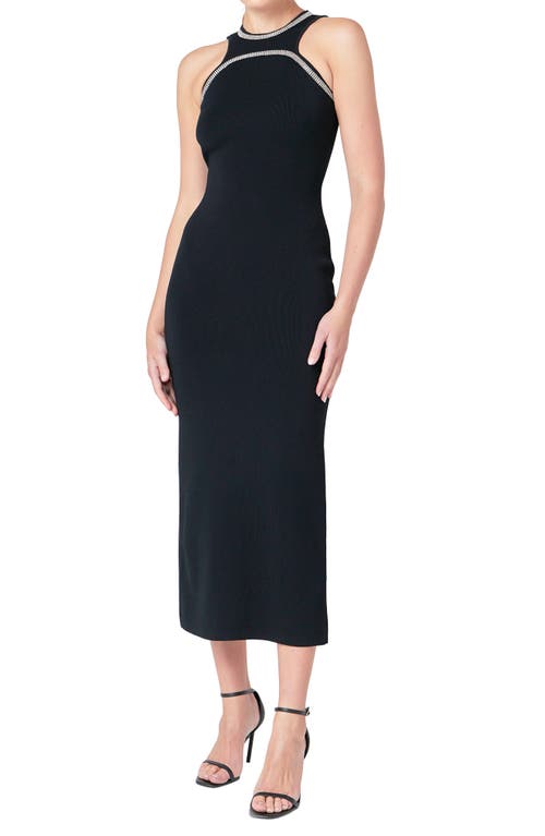 Endless Rose Embellished Trim Sleeveless Knit Dress In Black