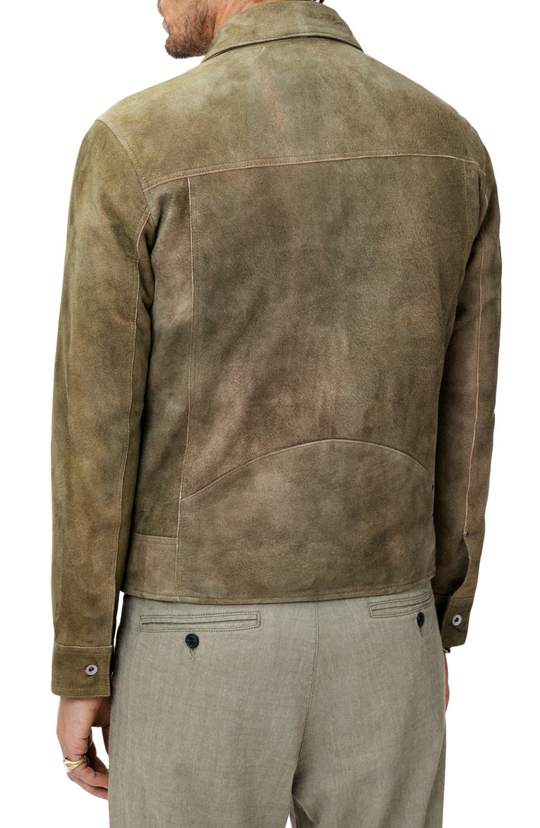 John Varvatos Brian Sheepskin Suede Zip Trucker Jacket, Alternate, color, 