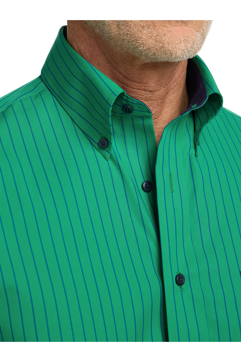 Non-iron Cotton Dress Shirt With Contrast Trim, Alternate, color, Green/Black