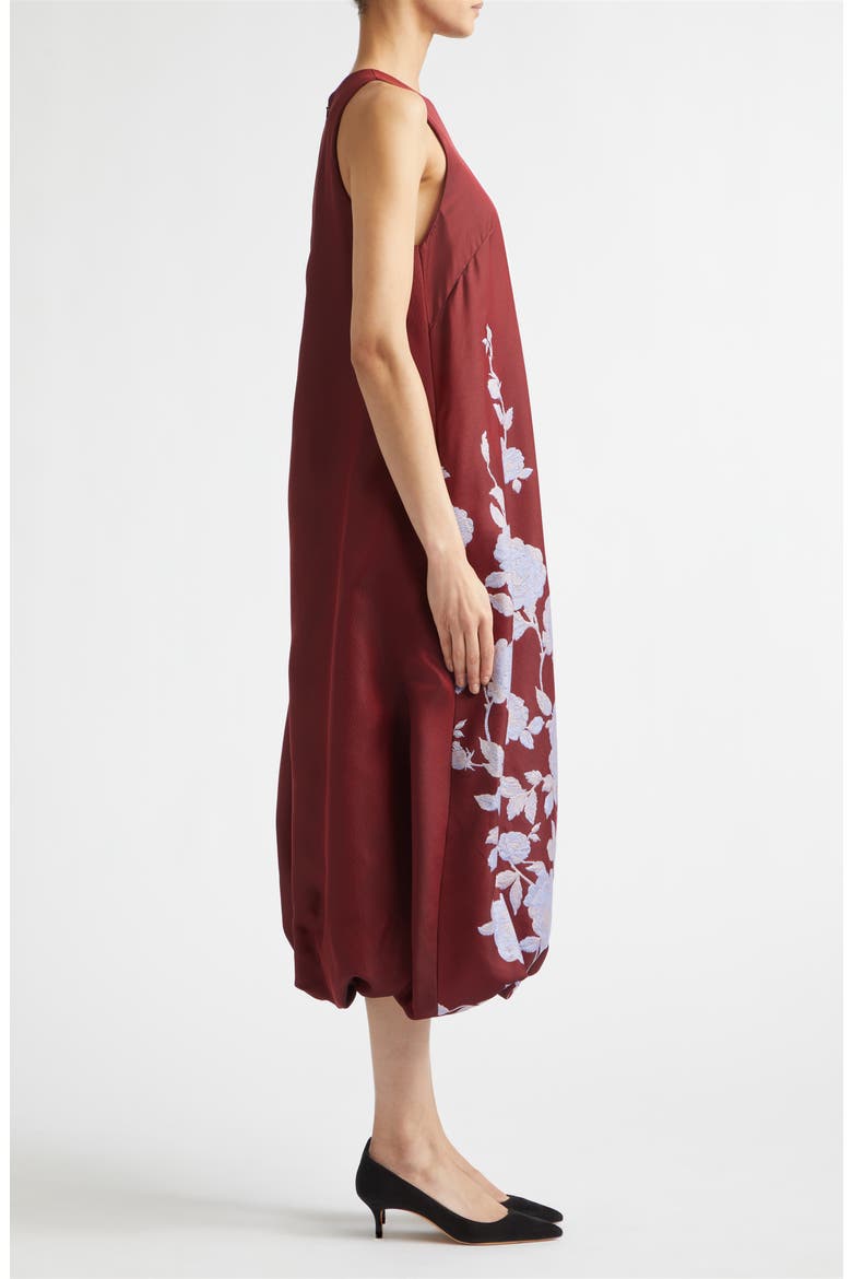 Rose Fil Coupé Bubble Hem Maxi Dress, Alternate, color, OXBLOOD/ LAVENDER