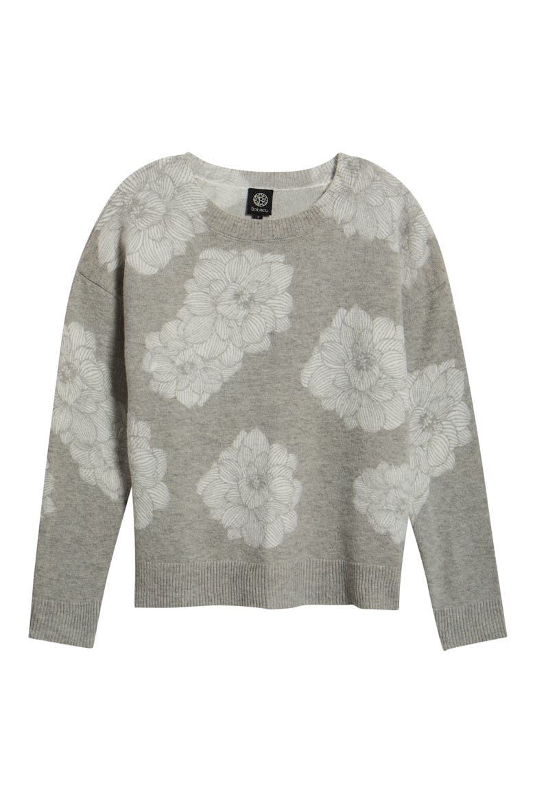 Floral Jacquard Sweater, Alternate, color, HEATHER GREY FLORAL