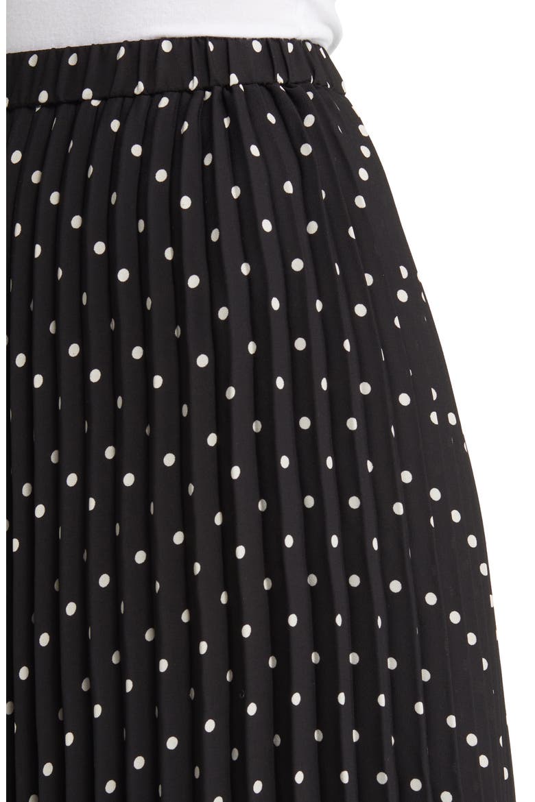 Polka Dot Pleat Midi Skirt, Alternate, color, ANNE BLACK/ ANNE WHITE