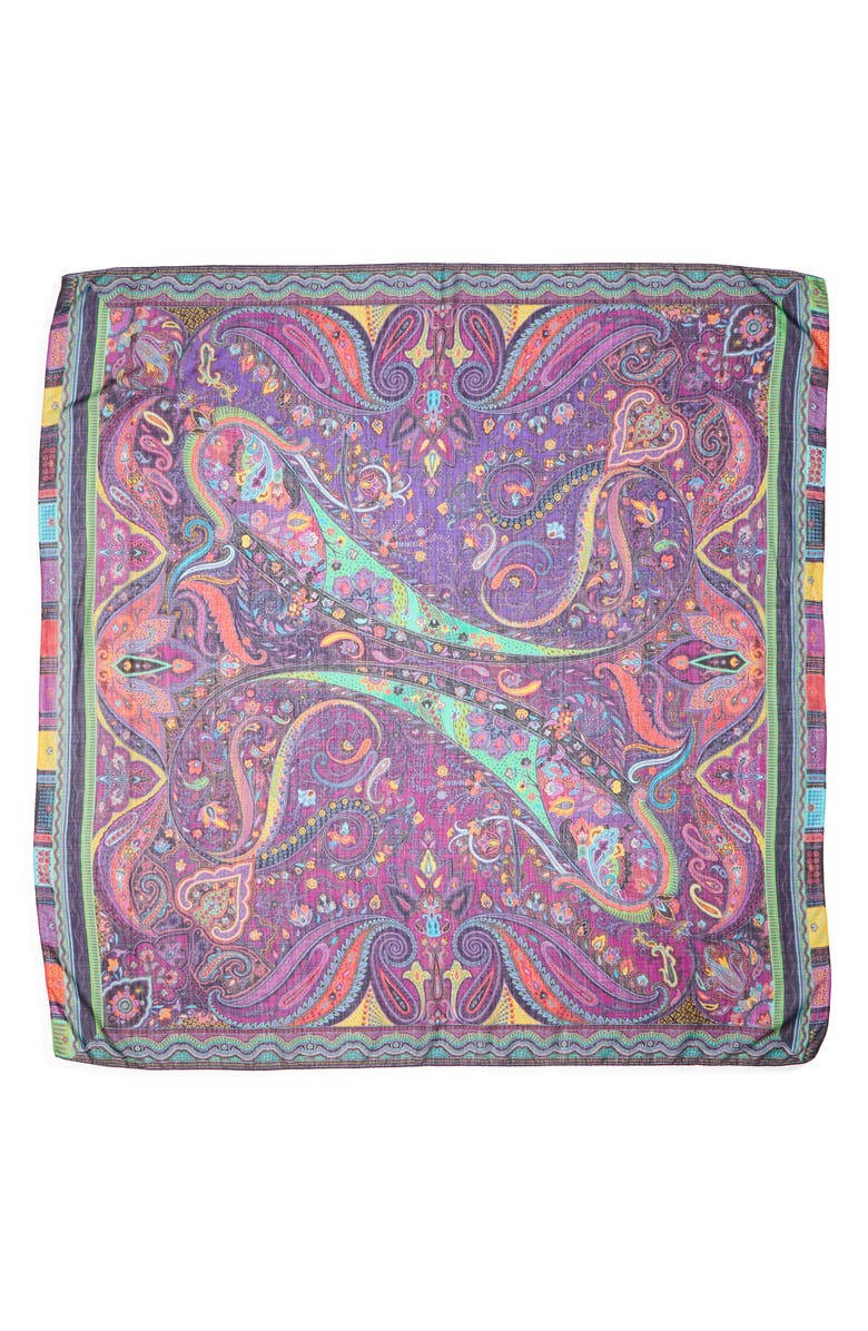 Etro Scialle Bombay Paisley Wool & Silk Scarf, Main, color, 