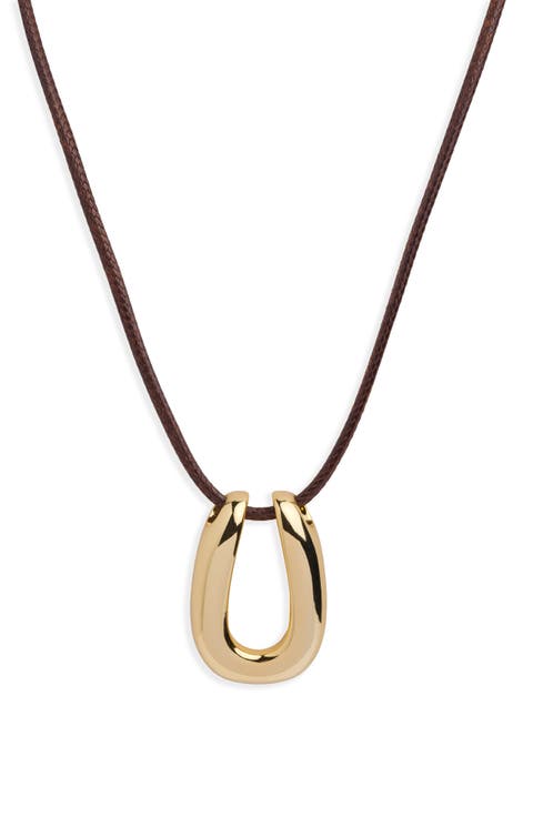Serena Horseshoe Pendant Cord Necklace