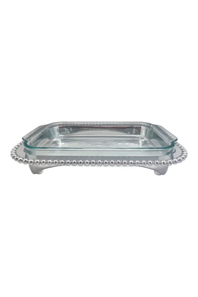 Pearled Oblong Casserole Caddy & 3-Quart Pyrex® Tray, Main, color, SILVER
