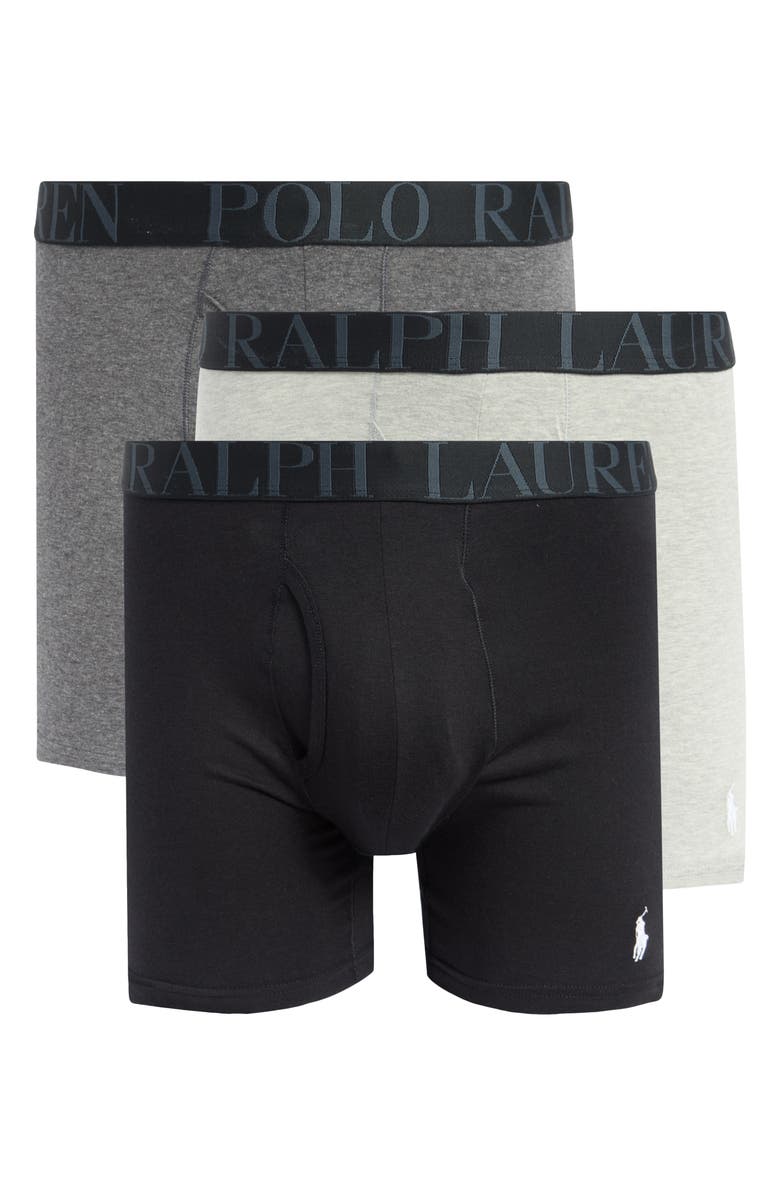 Polo Ralph Lauren 3-Pack Boxer Briefs, Main, color, Grey/ Black Assorted
