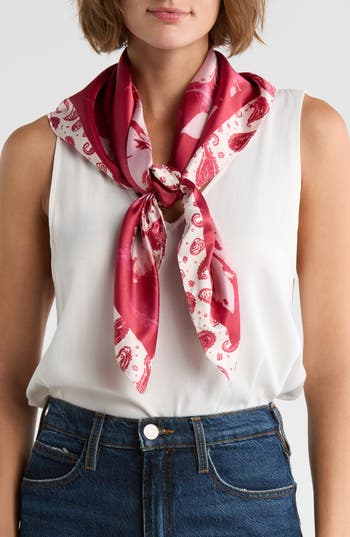 Nordstrom Rack Floral Satin Scarf In Pink