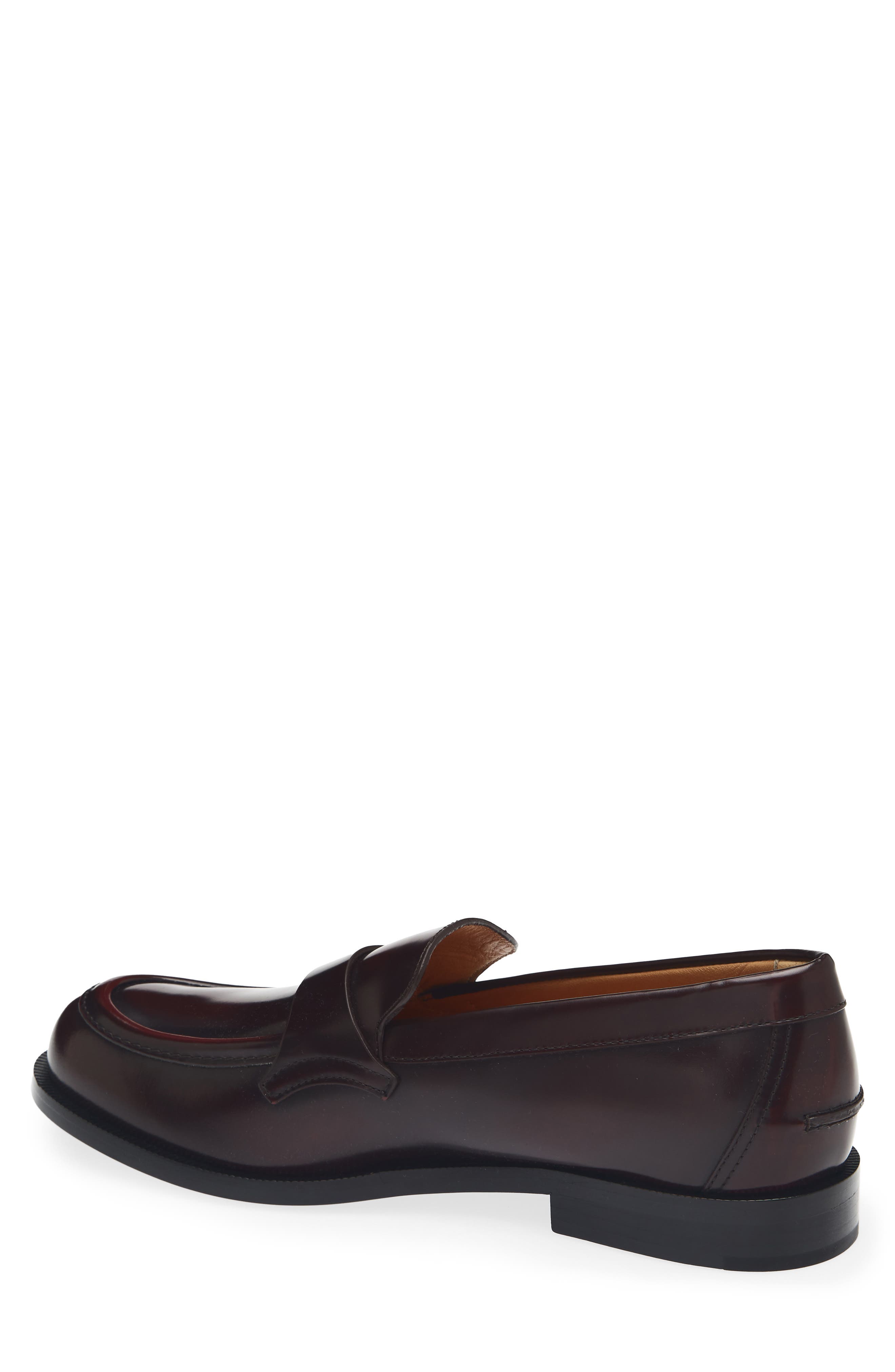 Leather Penny Loafer, Alternate, color, DARK BURGUNDY-GOLD 82