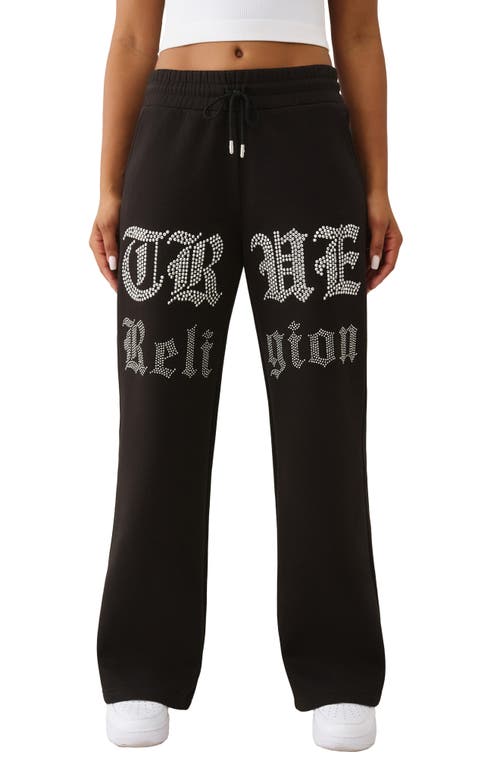 True Religion Crystal Wide Leg Drawstring Pants In Black