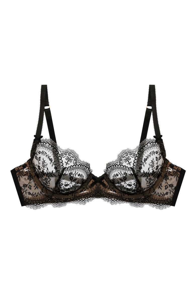 Severine Underwire Balconette Bra, Alternate, color, BLACK