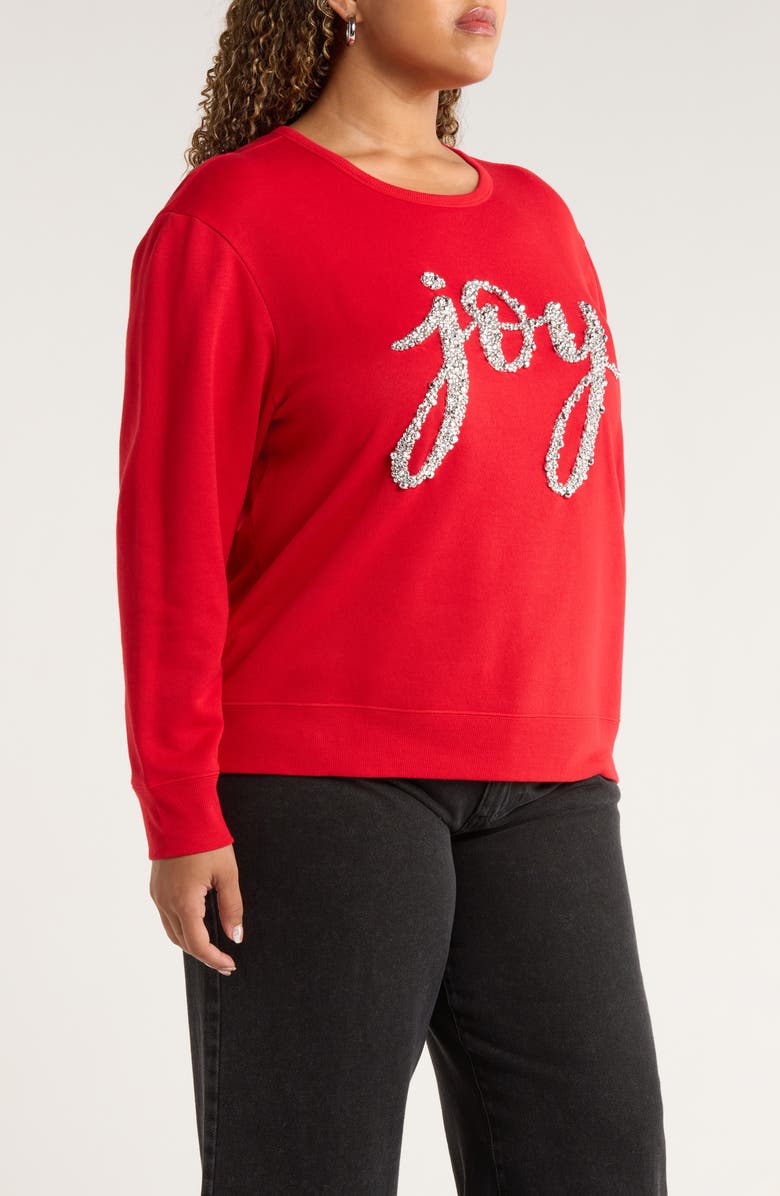 Caslon<sup>®</sup> Joy Embellished Cotton Blend Sweatshirt, Alternate, color, Red Silver Joy