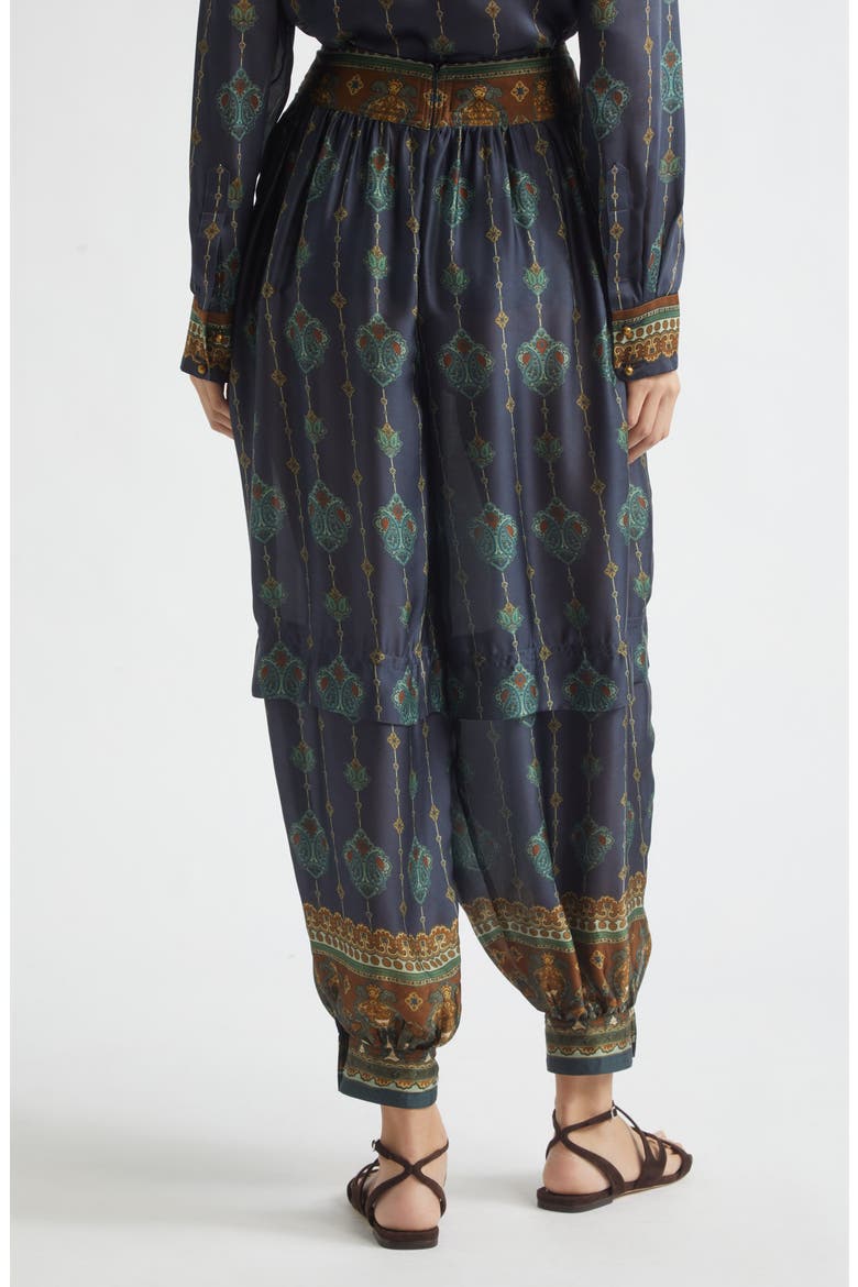 Ascent Print Silk Harem Pants, Alternate, color, NAVY PRISM