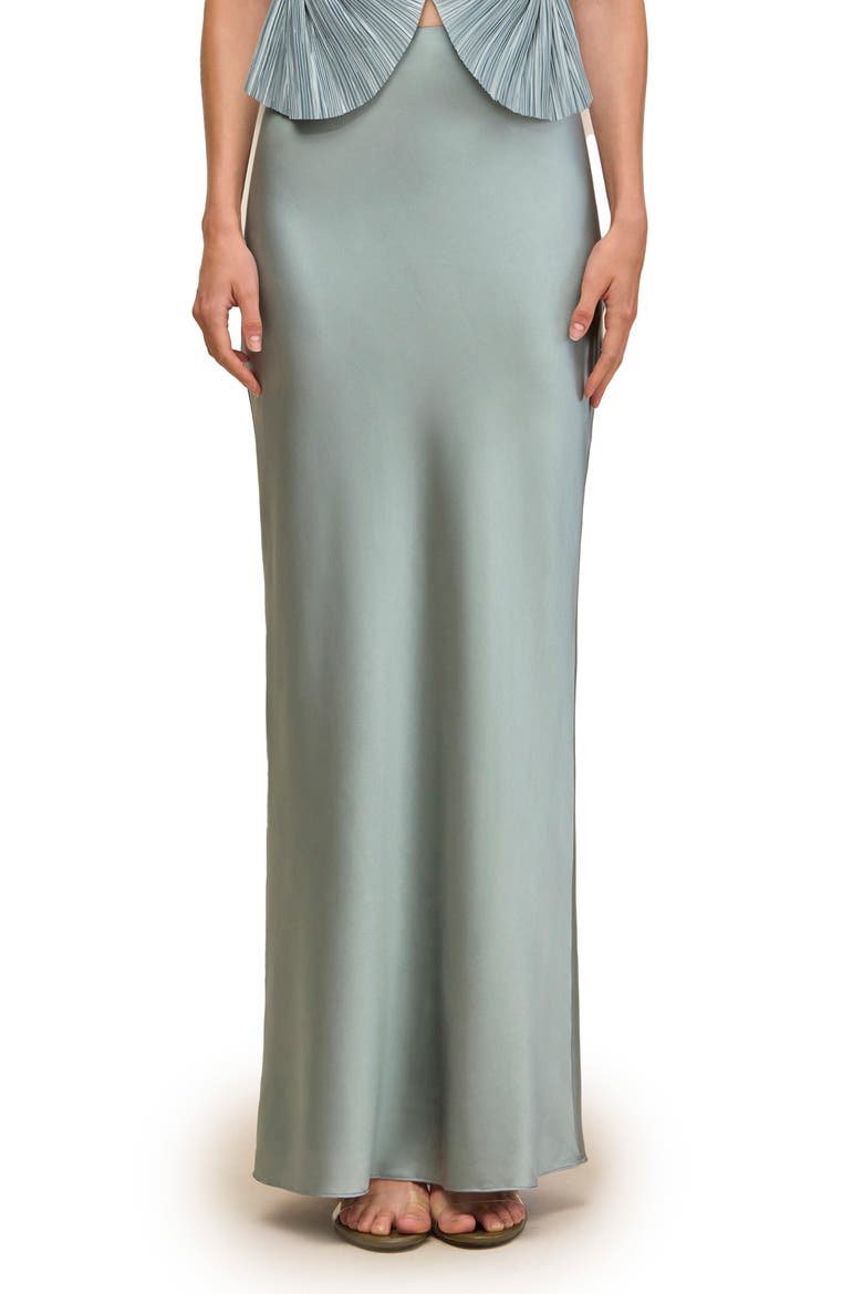 Chantel Stretch Silk Bias Cut Skirt, Main, color, CELADON