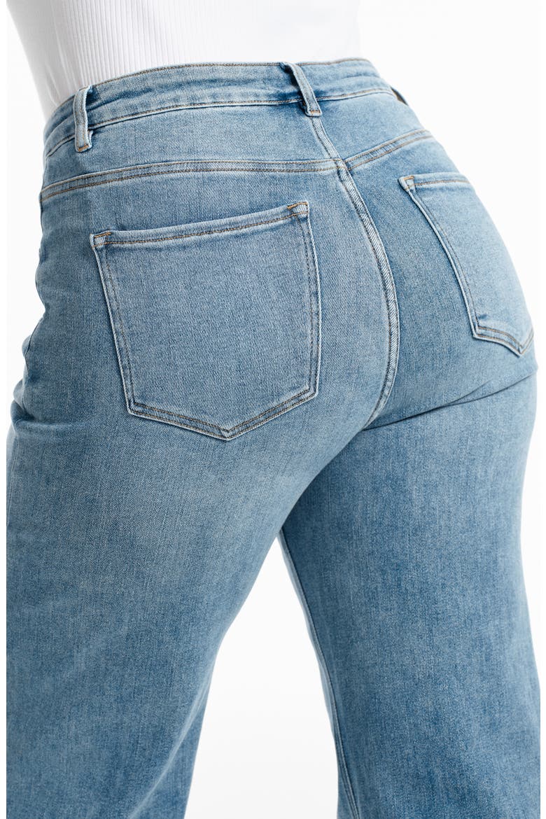 Frayed Mid Rise Wide Leg Jeans, Alternate, color, LIGHT BLUE