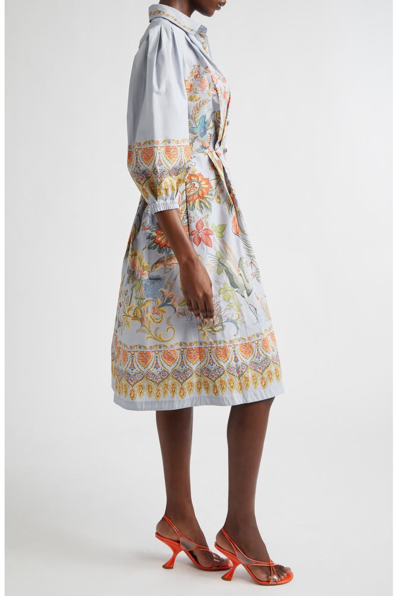 Floral Print Cotton Shirtdress, Alternate, color, PRINT ON PALE BLUE BASE